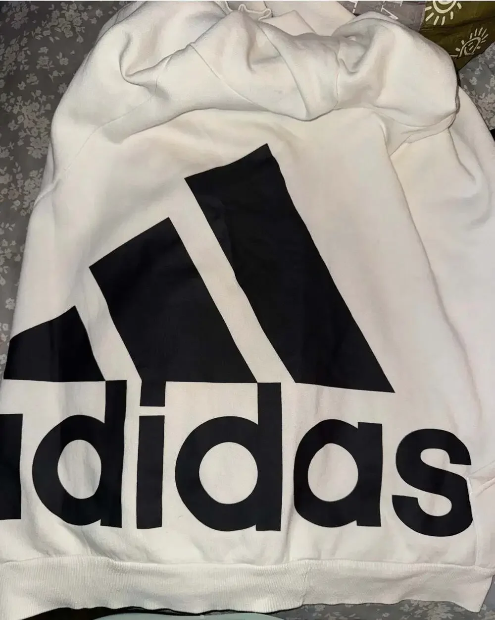 Adidas White Oversized Logo Hoodie 2XL